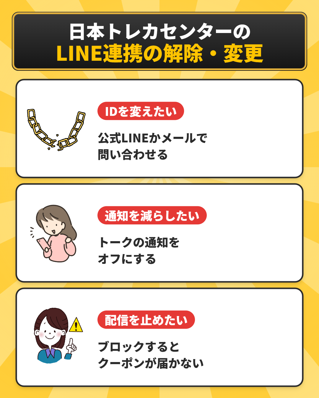 日本トレカセンターのLINE連携の解除と変更