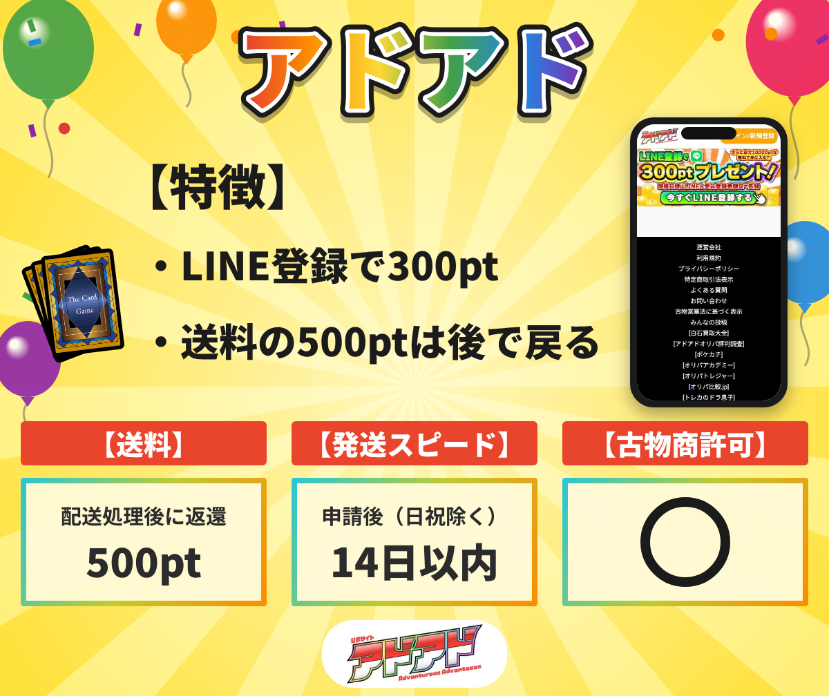 アドアドの特徴と送料・発送の目安・古物商許可